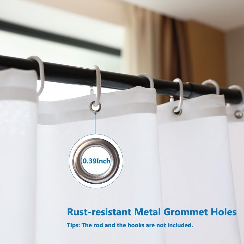 Vosign Short Shower Curtain Liner 60 Inch Long, Water Resistant Fabric Bathroom Curtain Liners, Solid White, Hotel Quality, Machine Washable, 72 X 60 Inch - Image 4